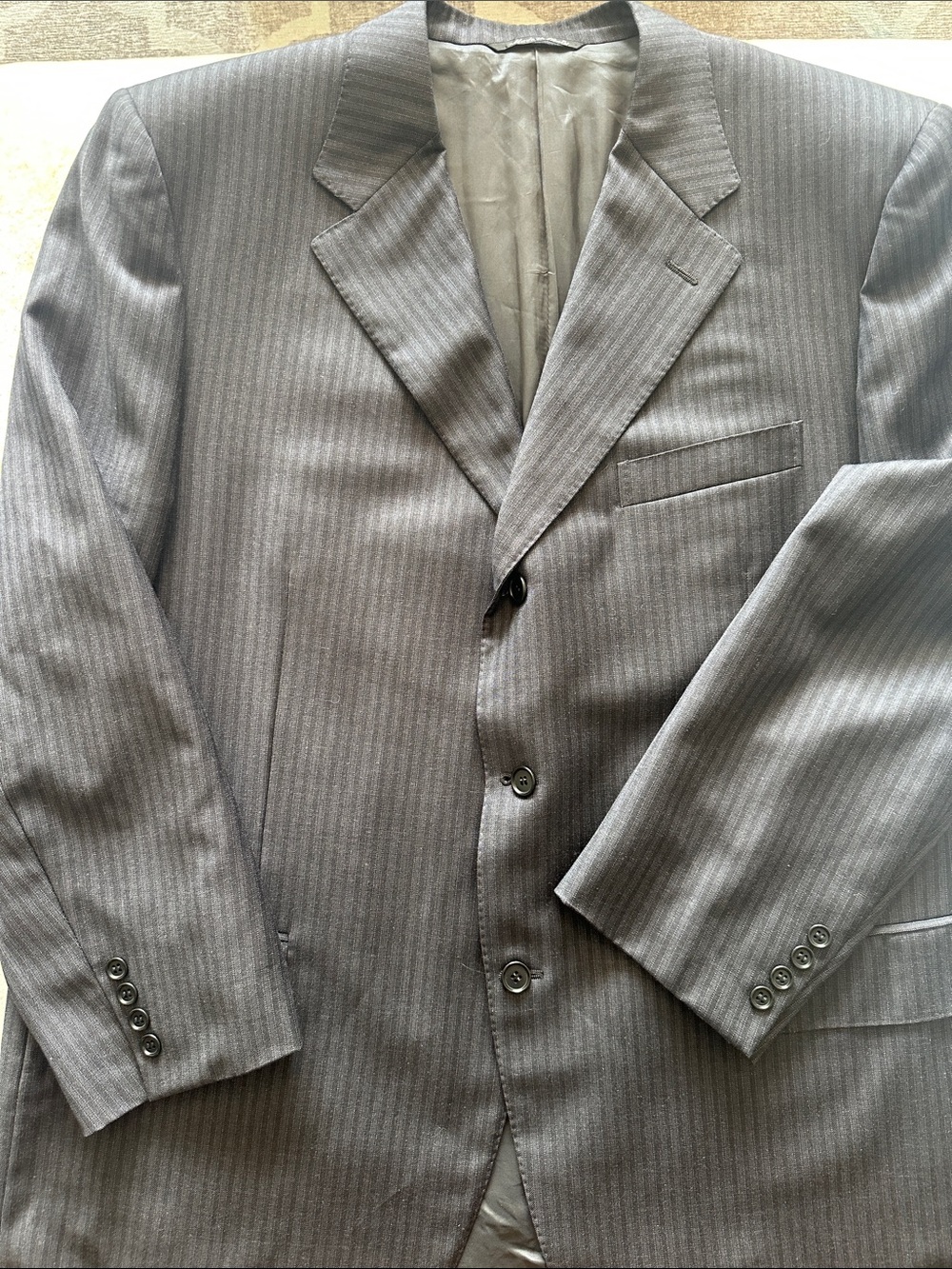 Canali Gray Pinstripe Single-Breasted Suit Jacket